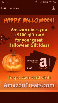 Halloween KIK spam "Amazon gives you a 0 gift card"